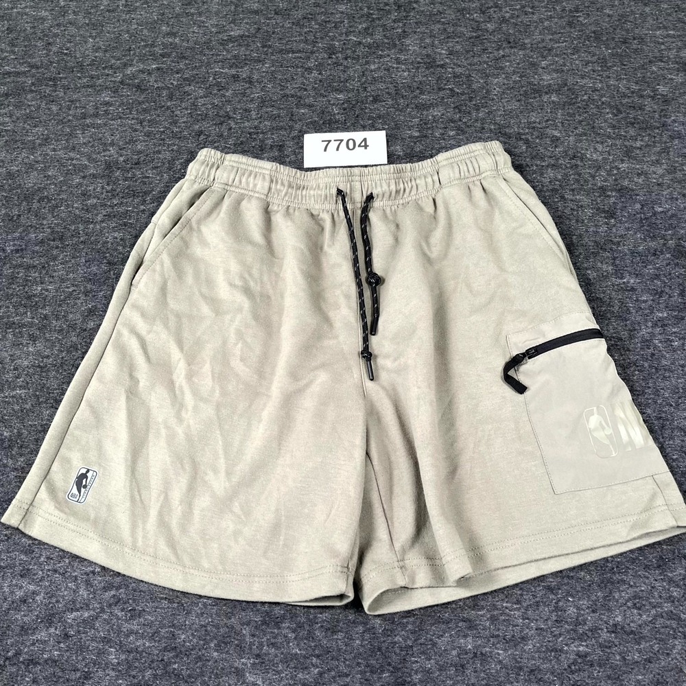 NBA Basketball Shorts Mens Large Gray Drawstring Logo Gym Athletic Outdoor‎